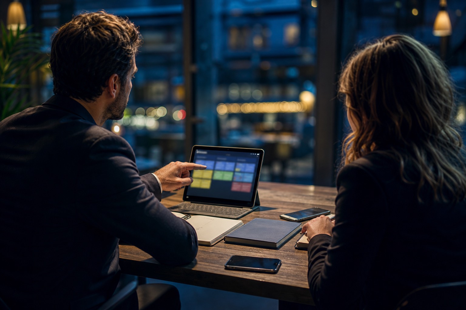 Team commerciale che gestisce i lead da campagne pubblicitarie su tablet, in un ufficio italiano